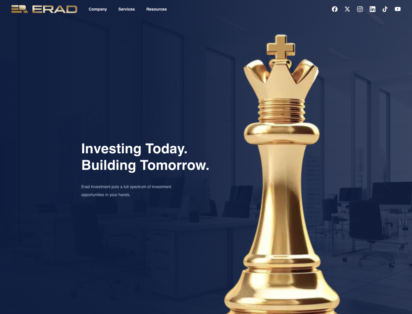 ERAD Investment landing page screenshot